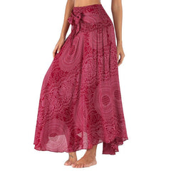High Waist Boho Mandala Maxi Skirt Women Hippie Bandage Long Casual Summer Beach Vacation