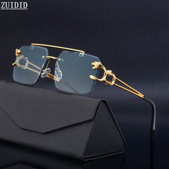 Steampunk Rimless Square Sunglasses Unisex Retro Tinted Lens Metal Frame Fashion Eyewear