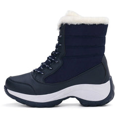 Lace-Up Platform Boots Women Waterproof Winter Warm Casual Streetwear Fashion Shoes