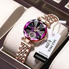 Rose Gold Steel Quartz Wristwatch Women Elegant Casual Everyday Fashion Accessory Gift