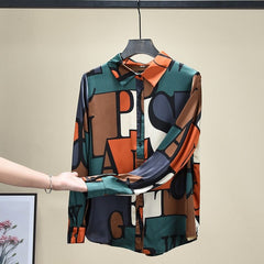 Long Sleeve Turn-Down Collar Button Shirt Women Loose Casual Comfortable Everyday Fashion