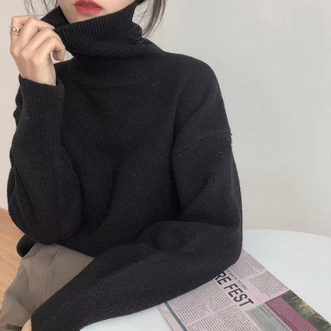 Cashmere Turtleneck Sweater Women Elegant Thick Warm Pullover Cozy Winter Fashion Top