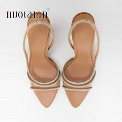 Rhinestone High Heel Sandals Women Sparkly Elegant Party Wedding Guest Spring Summer Fashion