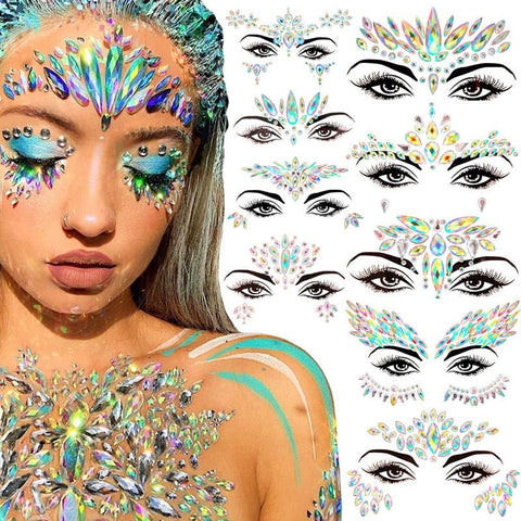 Face Rhinestone Sticker Jewels Temporary Body Stick-On Festival Party Makeup Accessory