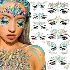 Face Rhinestone Sticker Jewels Temporary Body Stick-On Festival Party Makeup Accessory