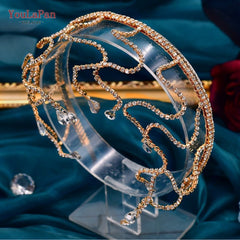 Gold Bridal Crown Headband Women Hoop Hair Ornament Ladies Elegant Wedding Fashion Gift