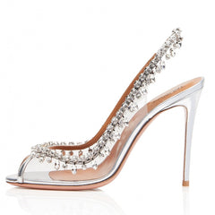 Chain Drill Slingback High Heel Shoes Women Gorgeous Elegant Party Wedding Fashion