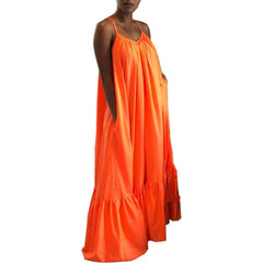 Women's Plus Sizes (S-5XL) Loose Open Back Summer Dress Casual Maxi Dresses