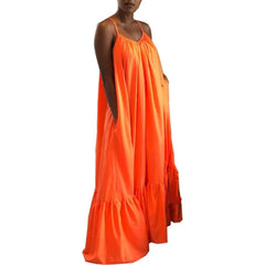 Plus Size Open Back Maxi Dress Women Loose Casual Beach Vacation Summer Fashion S-5XL