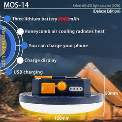 LED Camping Lantern Rechargeable Portable 9900mAh Emergency Tent Light Outdoor Adventure