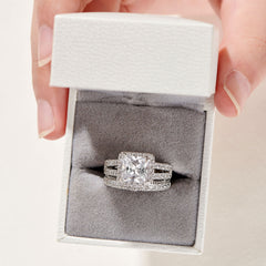 Princess Cut CZ Bridal Ring Set Women 925 Sterling Silver Cubic Zirconia Engagement Wedding