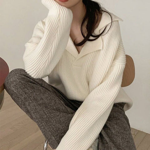 Long Sleeve Cashmere Knit Sweater Women Pullover Warm Cozy Elegant Winter Fashion Top