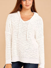 Hooded Knit Sweater Women Casual Loose Pullover Warm Cozy Winter Fashion Top