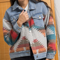 Long Sleeve Retro Denim Jacket Women Casual Vintage Streetwear Outerwear Fashion