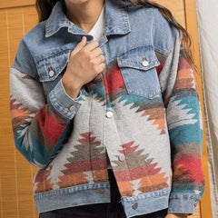 Long Sleeve Retro Denim Jacket Women Casual Vintage Streetwear Outerwear Fashion