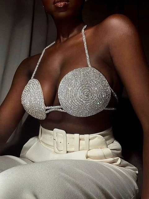 Crystal Diamond Bikini Bra Chain Women Body Jewelry Club Party Festival Fashion Accessory