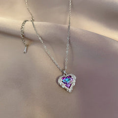 Heart Pendant Necklace Women 925 Sterling Silver Elegant Fashion Jewelry Gift