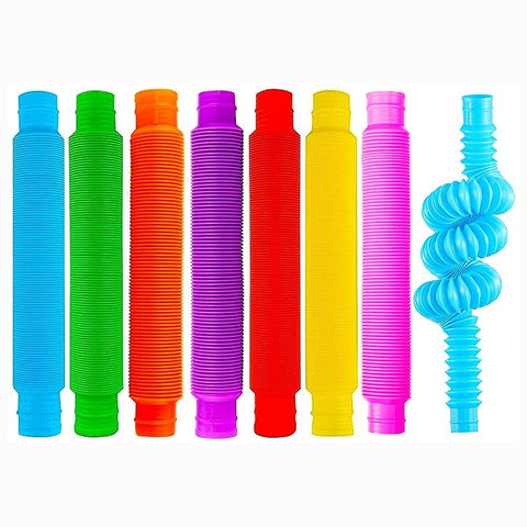 Pop Tube Fidget Toy 8-Pack Large Sensory Stress Anxiety Relief Montessori Learning Kids Adults Gift