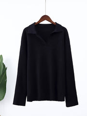 Lapel Knit Sweater & Wide Leg Pant Set Women Solid Loose Casual Winter Fashion Outfit