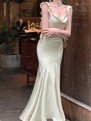 Ruffled Patchwork Mermaid Dress Women Elegant Evening Party Casual Chic Fashion Dress