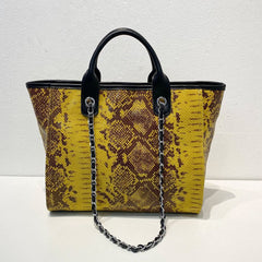 Large Capacity Snakeskin Shoulder Bag Genuine Leather