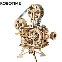 Wooden Movie Projector Model Kit 3D Hand Crank Building Assembly DIY Plays Film Educational Gift