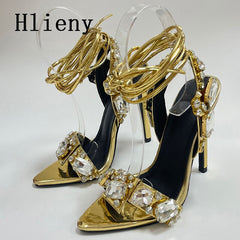 Women's Stilettos Ankle Strap High Heel Rhinestone Sandals Open Toe Shoes