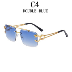 Steampunk Rimless Square Sunglasses Unisex Retro Tinted Lens Metal Frame Fashion Eyewear