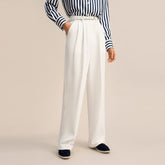 Silk Wide Leg Casual Pants for Women Premium 40 Momme Heavy Silk Elastic Waist Trousers