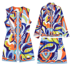 Vintage Print Button-Up Collared Shirt Women Long Sleeve Casual Everyday Fashion Top