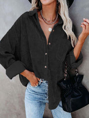 Long Corduroy Jacket Women Autumn Casual Warm Comfortable Outerwear Fashion Coat