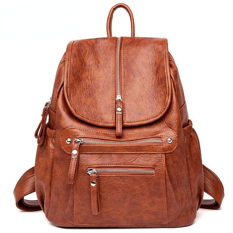 Genuine Leather Backpack Women Vintage School Shoulder Bag Large Capacity Casual Fashion Travel