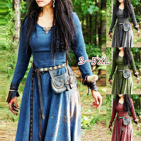 Medieval Dress Long Sleeve blue