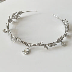 Leaves Waterdrop Crown Tiara Women Elegant Bridal Wedding Hair Accessory Fashion Gift
