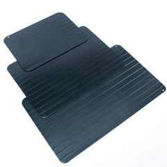 A black, rectangular defrosting tray - 3 sizes