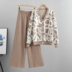 Long Sleeve Knit Sweater & Pant Set Women 2-Piece Warm Casual Autumn Winter Fashion