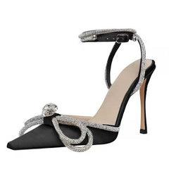 New Rhinestone Butterfly-knot Sandals Bow Tie With Diamond High Heel Shoes