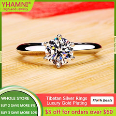 Engagement Ring Women 18K White Gold Plated 2.0 Carat Zircon Stone Elegant Jewelry Gift