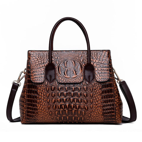 Crocodile Alligator Pattern Genuine Leather Crossbody Bag Women Luxury Elegant Fashion Purse