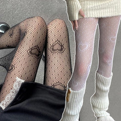 Heart Flower Fishnet Pantyhose Women Mesh Lolita Casual Club Party Fashion Hosiery