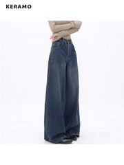 High Waist Oversized Jeans Women Ladies Casual Comfortable Everyday Denim Fashion Trousers
