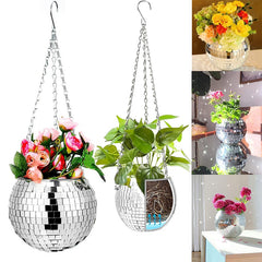 Disco Ball Hanging Flower Pot Basket Garden Vase Home Outdoor Decor Unique Gift