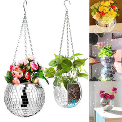 Disco Ball Hanging Flower Pot Basket Garden Vase Home Outdoor Decor Unique Gift