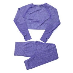 High Waist Yoga Set Women 2-Piece Long Sleeve Crop Top Leggings Gym Workout Fitness Fashion