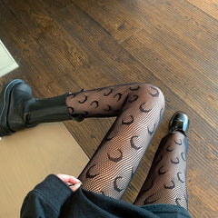 Heart Flower Fishnet Pantyhose Women Mesh Lolita Casual Club Party Fashion Hosiery