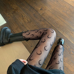 Heart Flower Fishnet Pantyhose Women Mesh Lolita Casual Club Party Fashion Hosiery