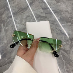 Rimless Rectangular Sunglasses Unisex Retro Vintage Metal Frame UV400 Casual Fashion Eyewear