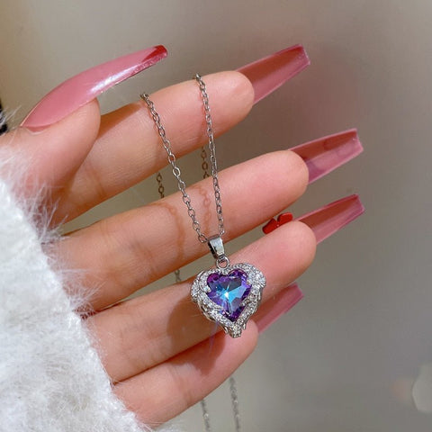 Heart Pendant Necklace Women 925 Sterling Silver Elegant Fashion Jewelry Gift