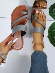 Open Toe Faux Leather Sandals Women Plus Size Outdoor Casual Comfortable Summer Fashion Shoes