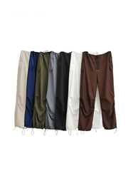 Wide Leg Cargo Pants Women Drawstring Casual Streetwear Comfortable Fashion Trousers